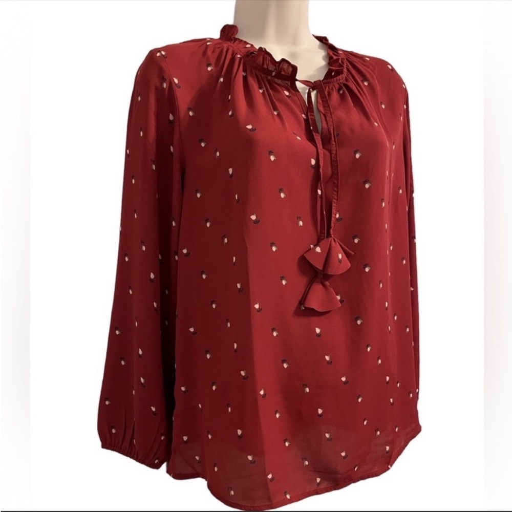 LOFT OUTLET WOMENS TIE FRONT BLOUSE EUC
